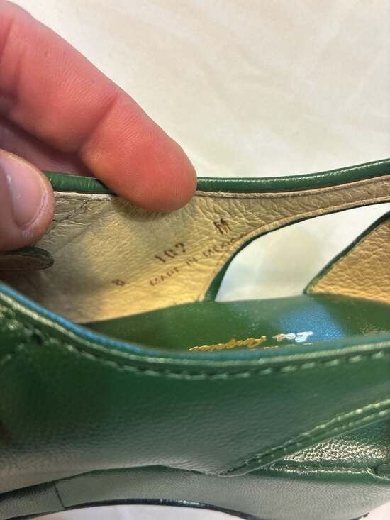 Re-Mix Vintage Shoes Spectator Green Leather Peep Toe Wedge Oxfords - Picture 11 of 11